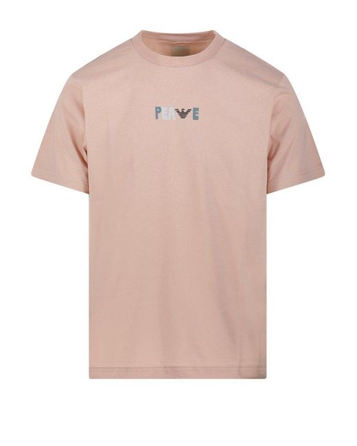 Emporio Armani Natural Tshirt With Maxi Print Capsule Peace Asv for men