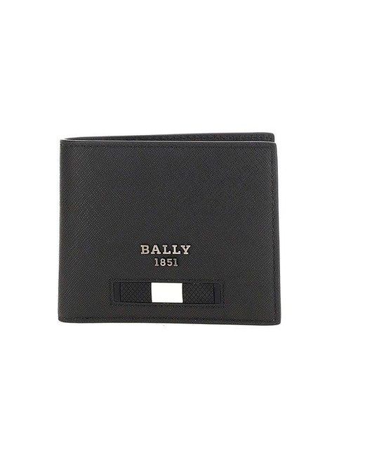Bally Black Bevye Logo Plaque Bi-fold Wallet for men