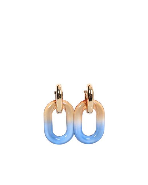 Rabanne Blue Xl Link Interlocking Hoop Earrings