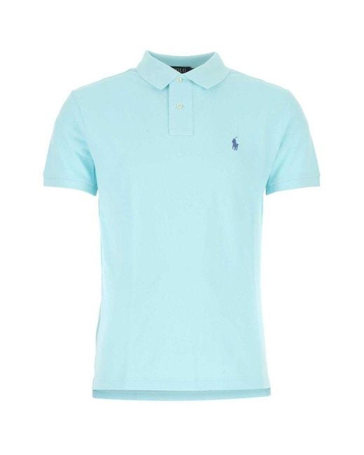 Polo Ralph Lauren Light-blue Piquet Polo Shirt for Men | Lyst UK