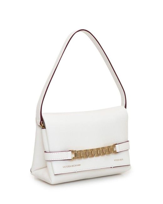 Victoria Beckham White Chain-detailed Top Handle Bag