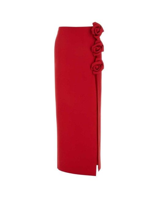 Valentino Red Rose Crepe Maxi Skirt