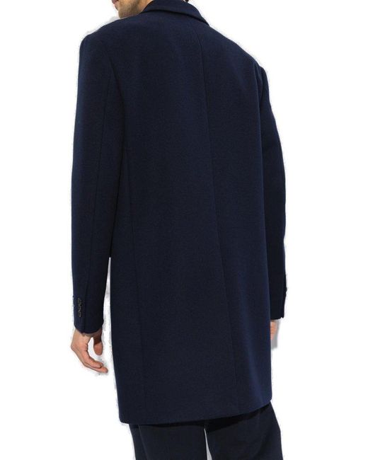 Versace Blue Wool Coat for men