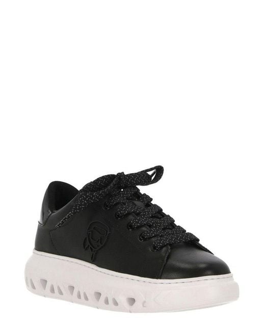 Karl Lagerfeld Black Logo Embossed Lace-up Sneakers