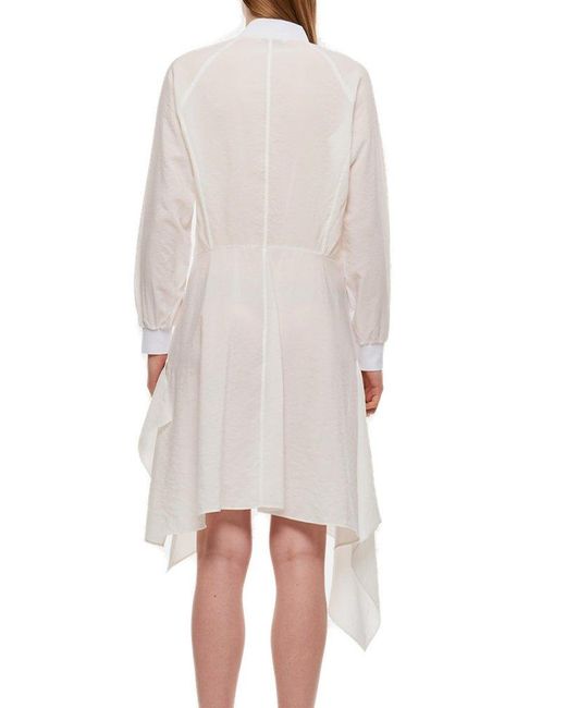 J.W. Anderson White Detachable Sleeved Asymmetric Hem Dress