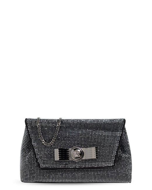 Versace Gray Gianni Ribbon Embellished Clutch Bag