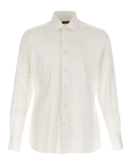 Zegna White Stretch Cotton Shirt Shirt, Blouse for men
