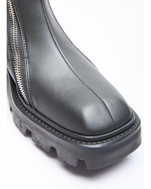 GmbH Gray Selim Zip-Detailed Square-Toe Combat Boots for men