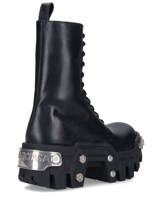 Balenciaga Black Bulldozer Platform Lace-up Boots