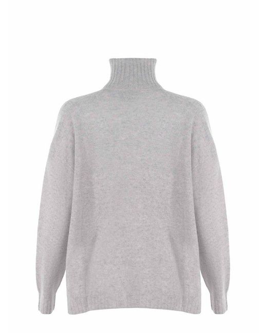 Alysi Gray Long Sleeved Turtleneck Knitted Jumper