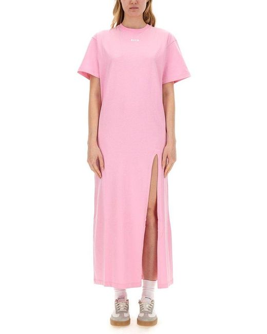 MSGM Pink Dress With Logo