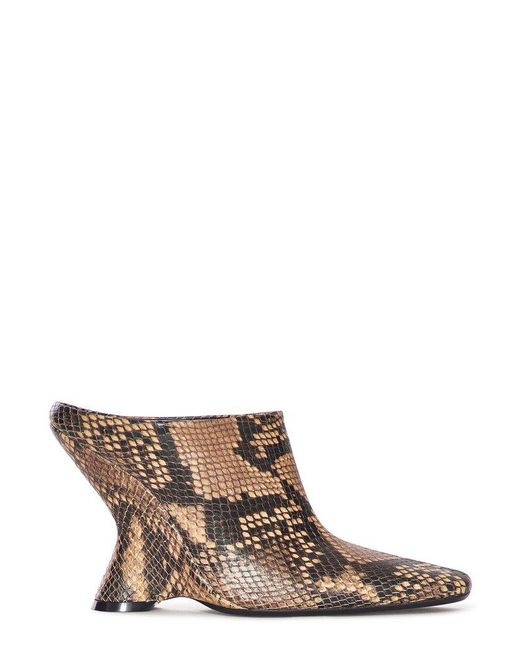 Dries Van Noten Brown Embossed Sabot Boots