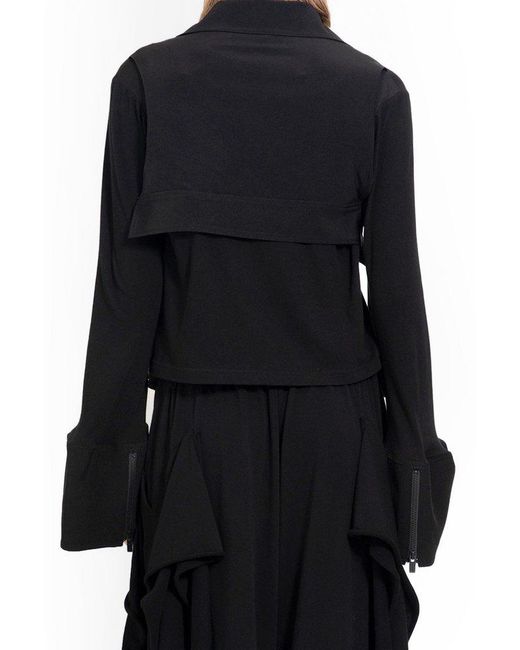 Yohji Yamamoto Black Ruffled Asymmetric Zipped Jacket