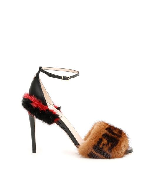 Fendi Brown Mink Fur Ff Sandals