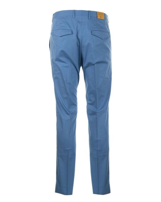 Tagliatore Blue Belt-looped Slim-cut Trousers for men