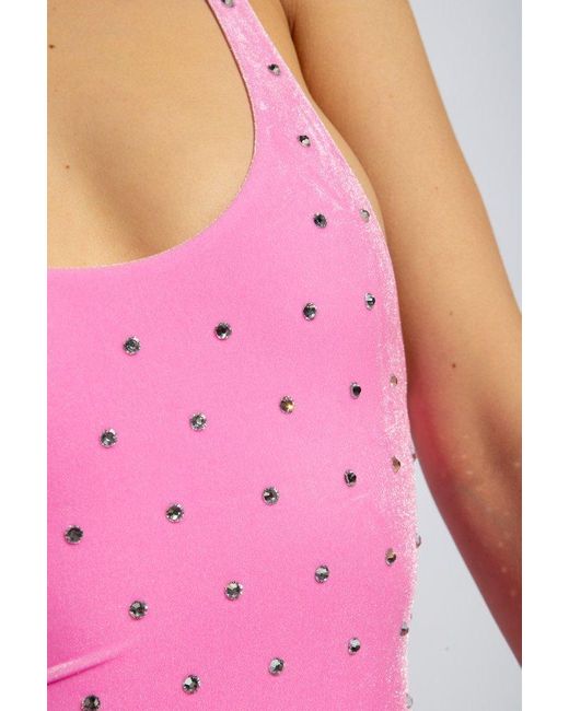 DSquared² Pink Stud Embellishment One-piece Swimsuit