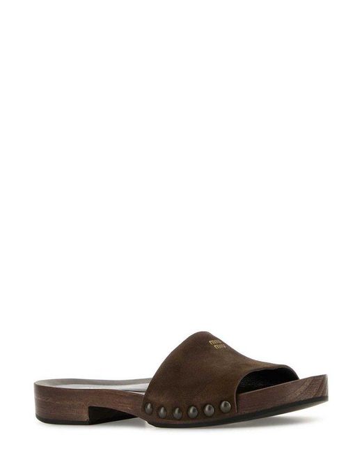 Miu Miu Brown Open-toe Clogs