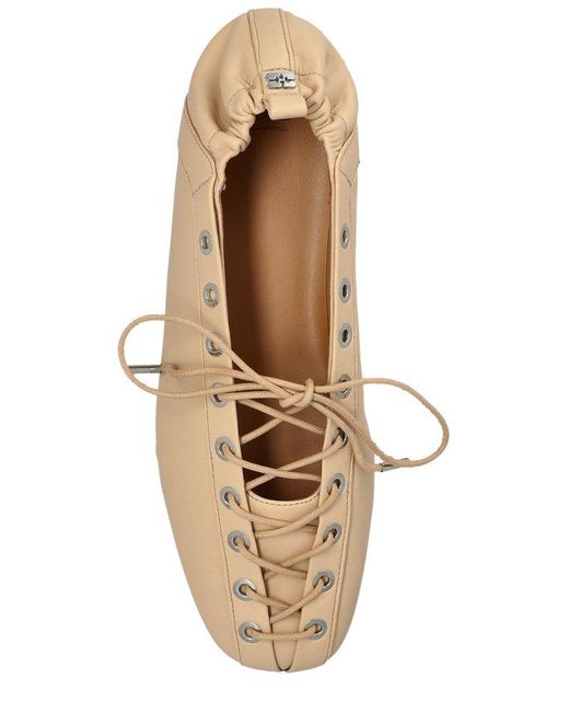 Ganni Natural Ballerinas With Laces