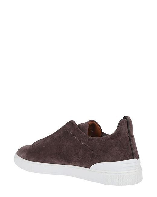 Zegna Brown Triple Stitch Trainers for men