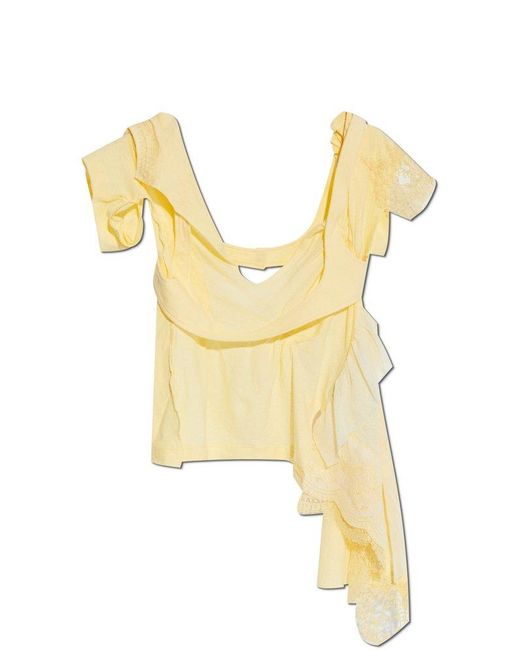DSquared² Yellow Top With Lace Insert