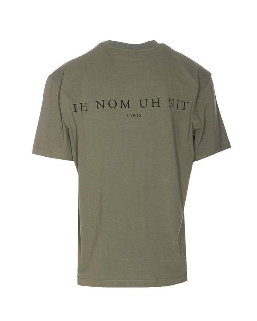 Ih Nom Uh Nit Green Logo Printed Crewneck T-shirt for men