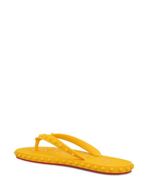 Christian Louboutin Yellow Open Toe Slip-on Sandals