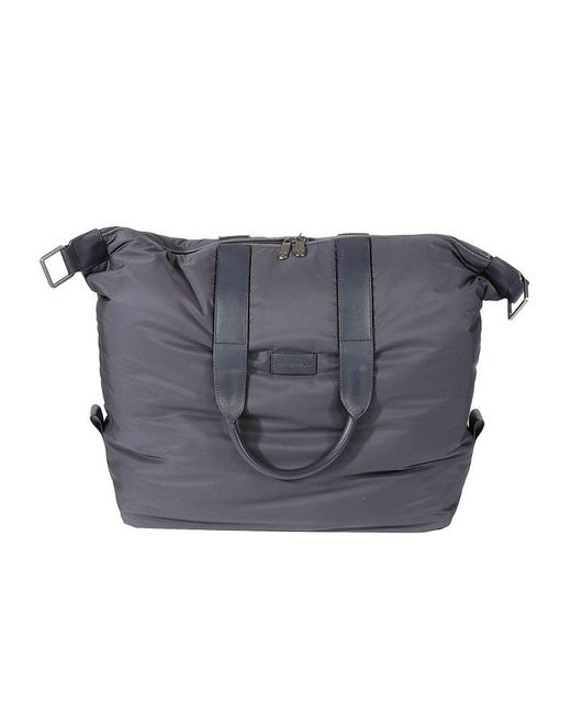 Zegna Logo Patch Zipped Duffle Bag in Gray for Men Lyst