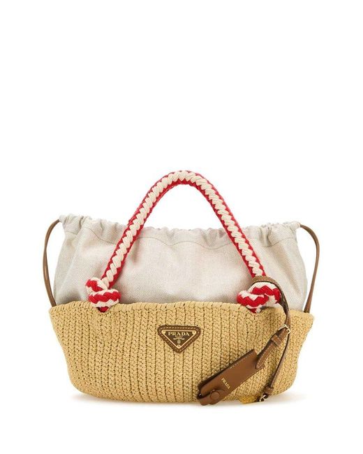Prada Pink Panelled Drawstring Small Handbag