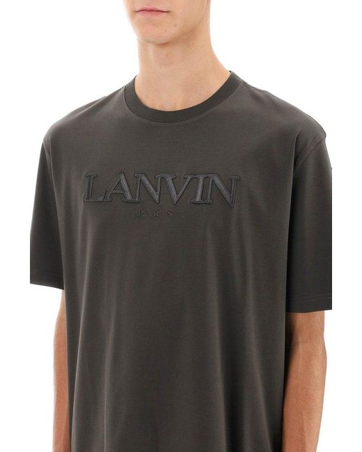 Lanvin Black Oversize T Shirt With Logo Lettering for men