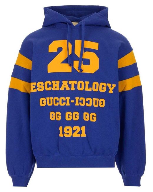 Gucci Blue 25 Eschatology Print Hoodie for men