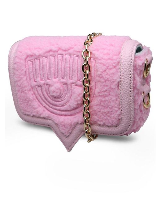 Chiara Ferragni Pink Eyelike-motif Teddy Shoulder Bag