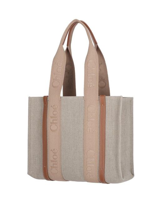 Chloé Natural 'woody' Midi Tote Bag
