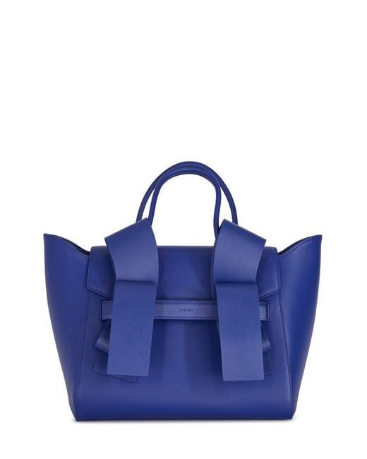 Pinko Blue Strap-detailed Top Handle Bag