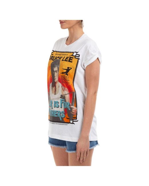DSquared² White Bruce Lee Printed Crewneck T-shirt