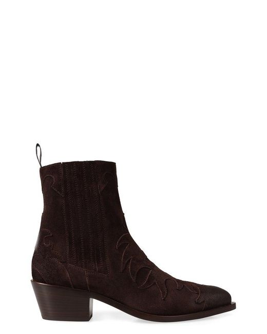 Sartore Brown Suede Western Ankle Boots