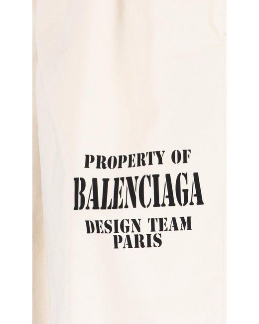 Balenciaga Slogan Printed Shorts in Natural for Men | Lyst