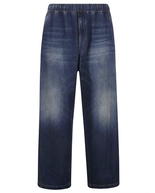 Valentino Blue High Waist Straight Leg Jeans for men