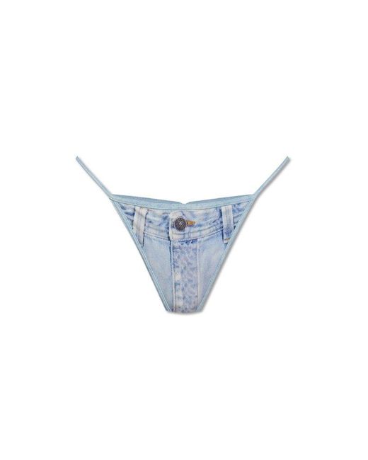 DIESEL Blue Bfpn-d-string Denim Pattern Bikini Bottoms