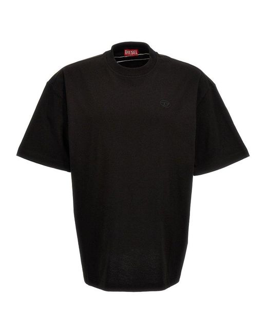 DIESEL Black Oval D Straight Hem Crewneck T-shirt for men