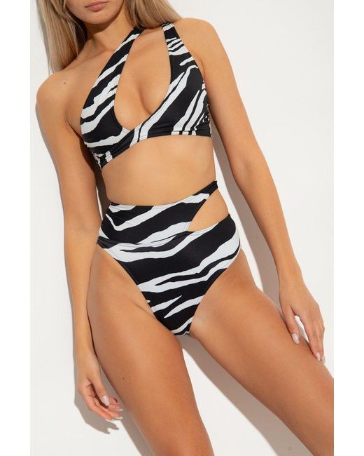 Stella McCartney One-shoulder Zebra Printed Bikini Bra in White | Lyst