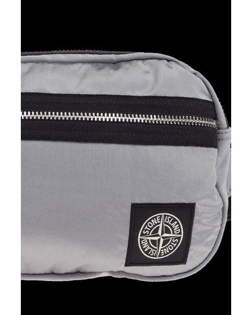 Stone Island Black Logo Patch Belt Bag for men