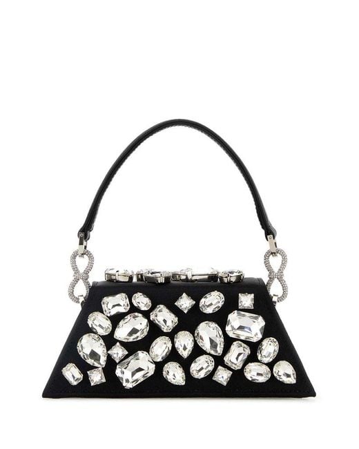 Mach & Mach Black Mach&Mach Crystal Embellished Tote Bag