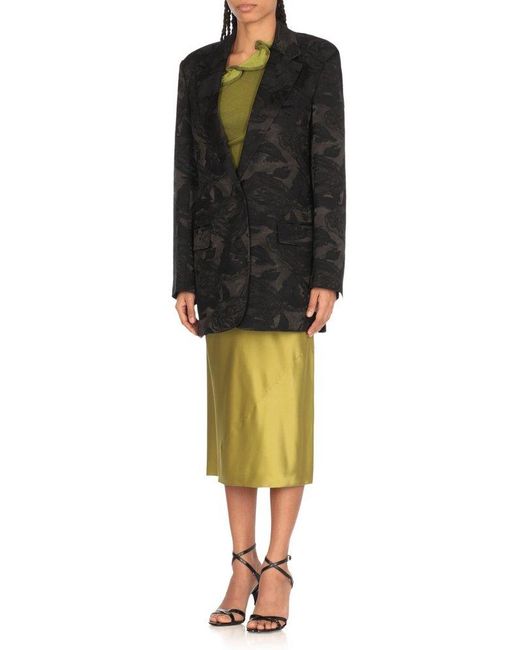 Dries Van Noten Black Jacqurad Single-Breasted Jacket