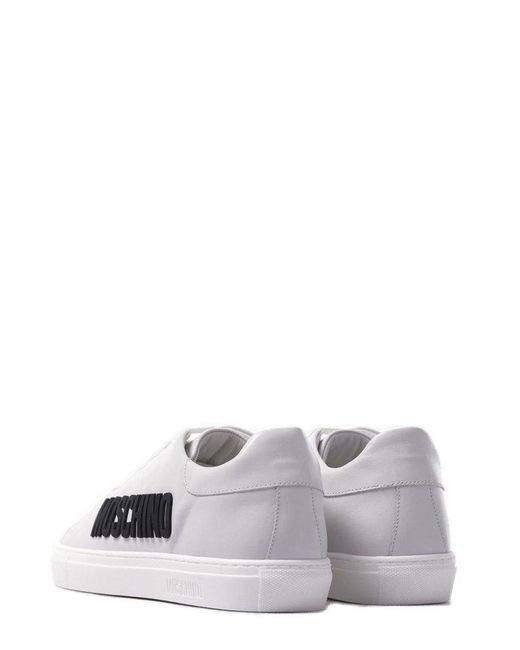 Moschino White Logo Lettering Round Toe Sneakers for men