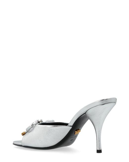 Versace White High-Heeled Slip-On Sandals