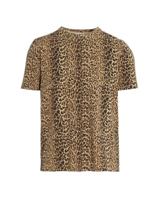 Saint Laurent Multicolor Leopard Print T-shirt for men
