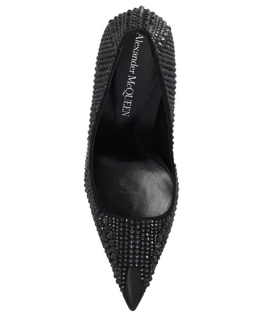 Alexander McQueen Punk 90mm Crystal-embellished Pumps in Black | Lyst