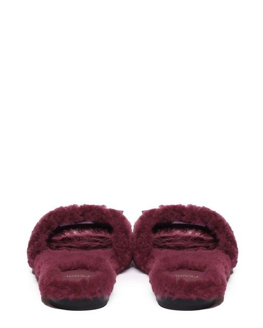Fendi Purple Sheepskin Slippers
