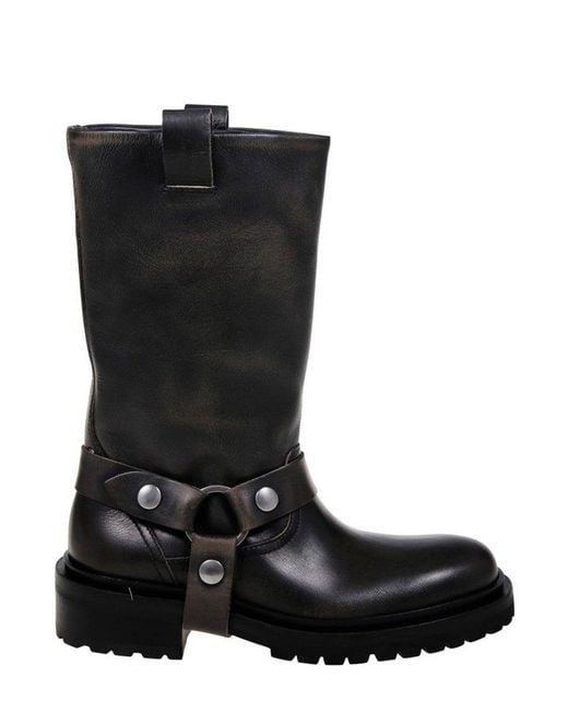 Golden Goose Deluxe Brand Black Kurt Shiny Leather Upper With Strap Boot