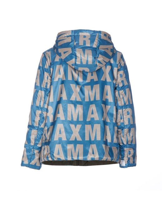 Max Mara Blue Zip-up Drawstring Reversible Jacket